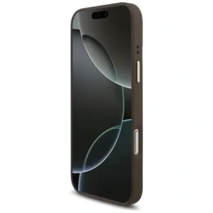 Etui Guess 4G Triangle Logo & Big Strap Metal Buttons MagSafe do Apple iPhone 17 Pro Max brązowy