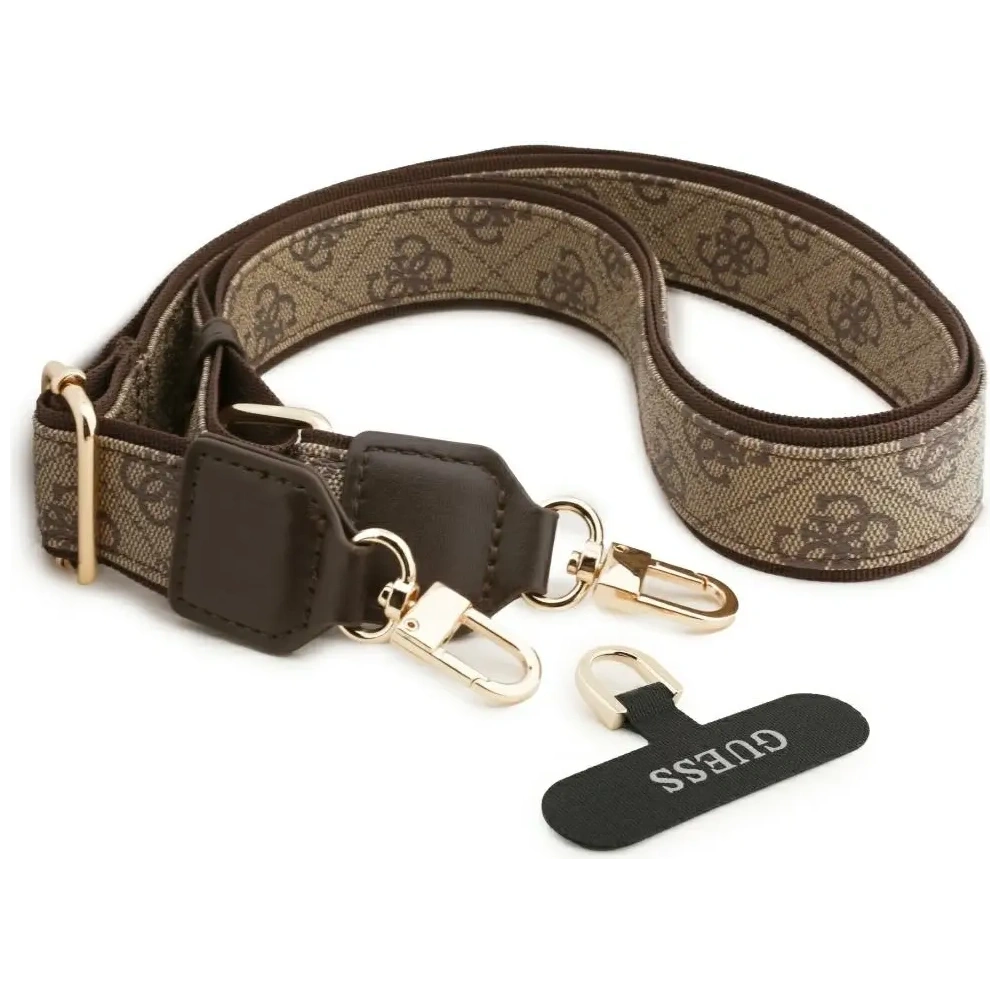 Etui Guess 4G Triangle Logo & Big Strap Metal Buttons MagSafe do Apple iPhone 17 Pro Max brązowy