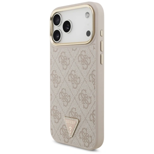 Etui Guess 4G Triangle Logo & Big Strap Metal Buttons MagSafe do Apple iPhone 17 Pro Max różowy
