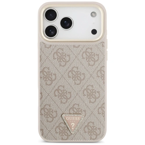 Etui Guess 4G Triangle Logo & Big Strap Metal Buttons MagSafe do Apple iPhone 17 Pro Max różowy