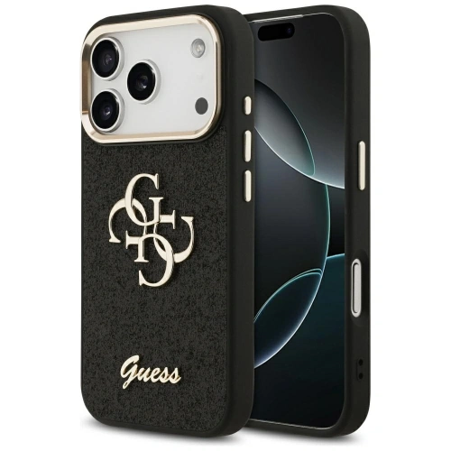 Etui Guess Fixed Glitter Big 4G Metal Frame do Apple iPhone 17 Pro czarny