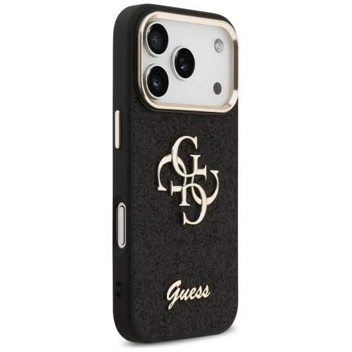 Etui Guess Fixed Glitter Big 4G Metal Frame do Apple iPhone 17 Pro czarny