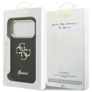Etui Guess Fixed Glitter Big 4G Metal Frame do Apple iPhone 17 Pro czarny