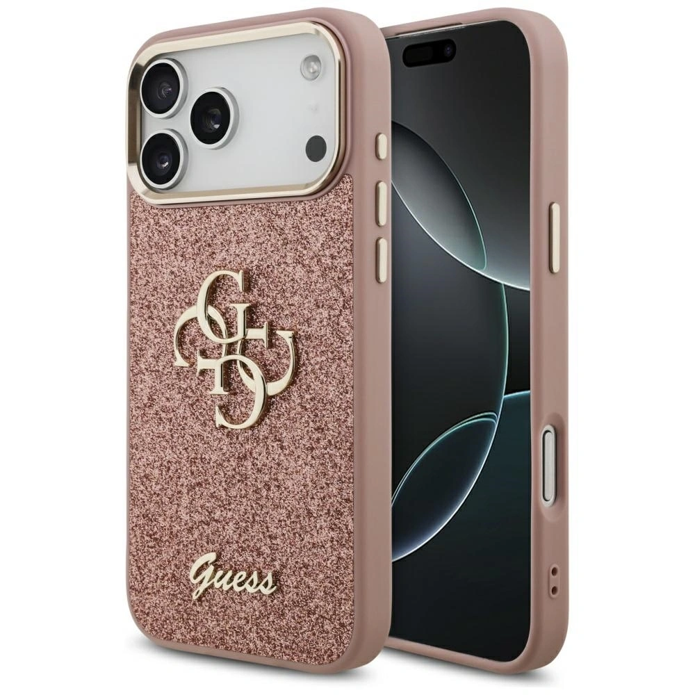 Etui Guess Fixed Glitter Big 4G Metal Frame do Apple iPhone 17 Pro Max różowy