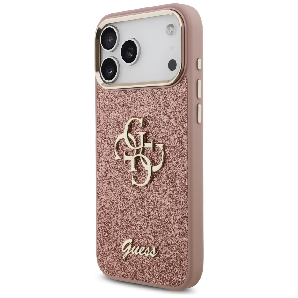 Etui Guess Fixed Glitter Big 4G Metal Frame do Apple iPhone 17 Pro Max różowy