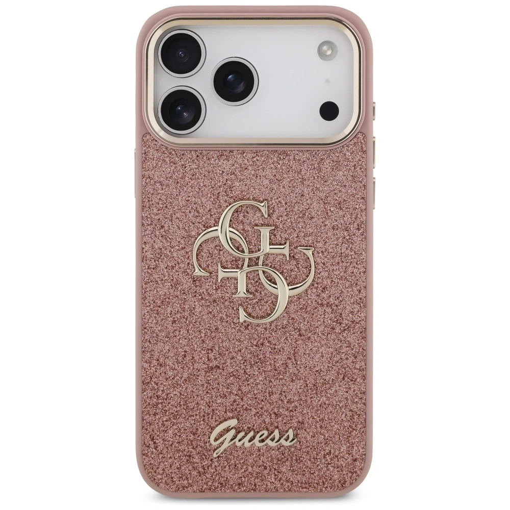 Etui Guess Fixed Glitter Big 4G Metal Frame do Apple iPhone 17 Pro Max różowy
