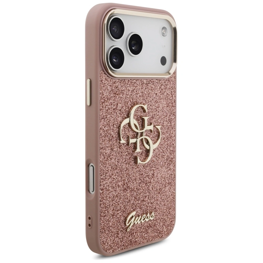 Etui Guess Fixed Glitter Big 4G Metal Frame do Apple iPhone 17 Pro Max różowy