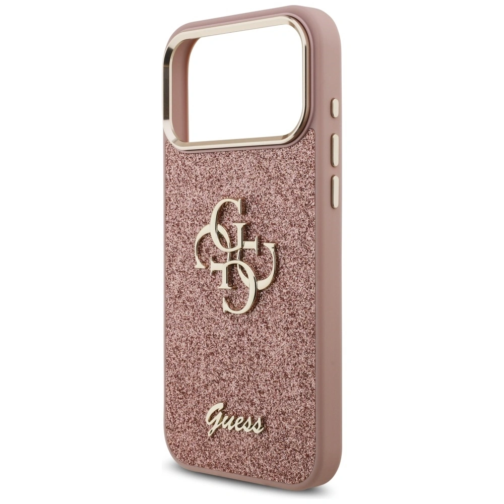 Etui Guess Fixed Glitter Big 4G Metal Frame do Apple iPhone 17 Pro Max różowy