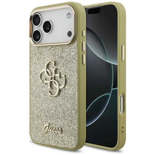 Etui Guess Fixed Glitter Big 4G Metal Frame do Apple iPhone 17 Pro Max złoty