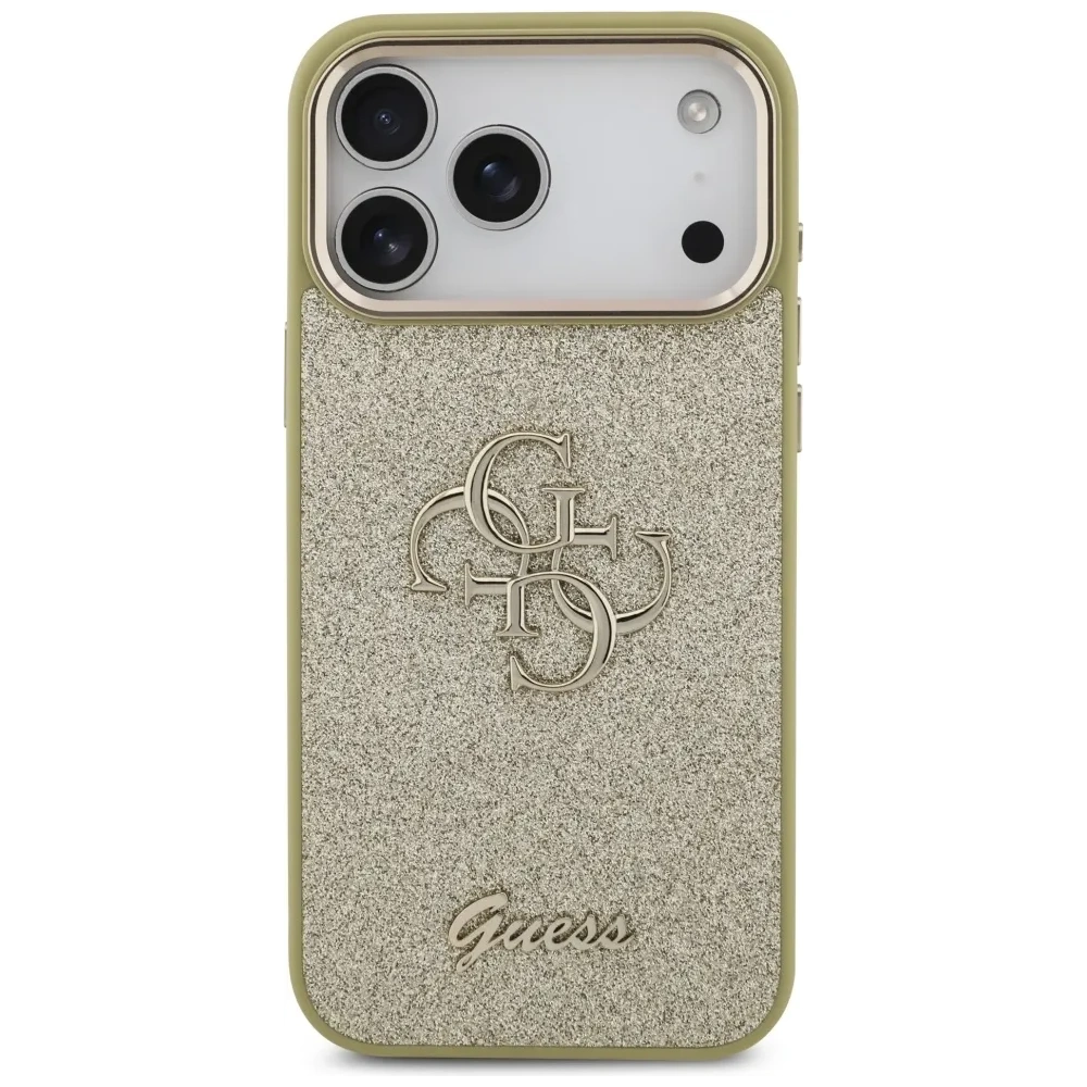 Etui Guess Fixed Glitter Big 4G Metal Frame do Apple iPhone 17 Pro Max złoty