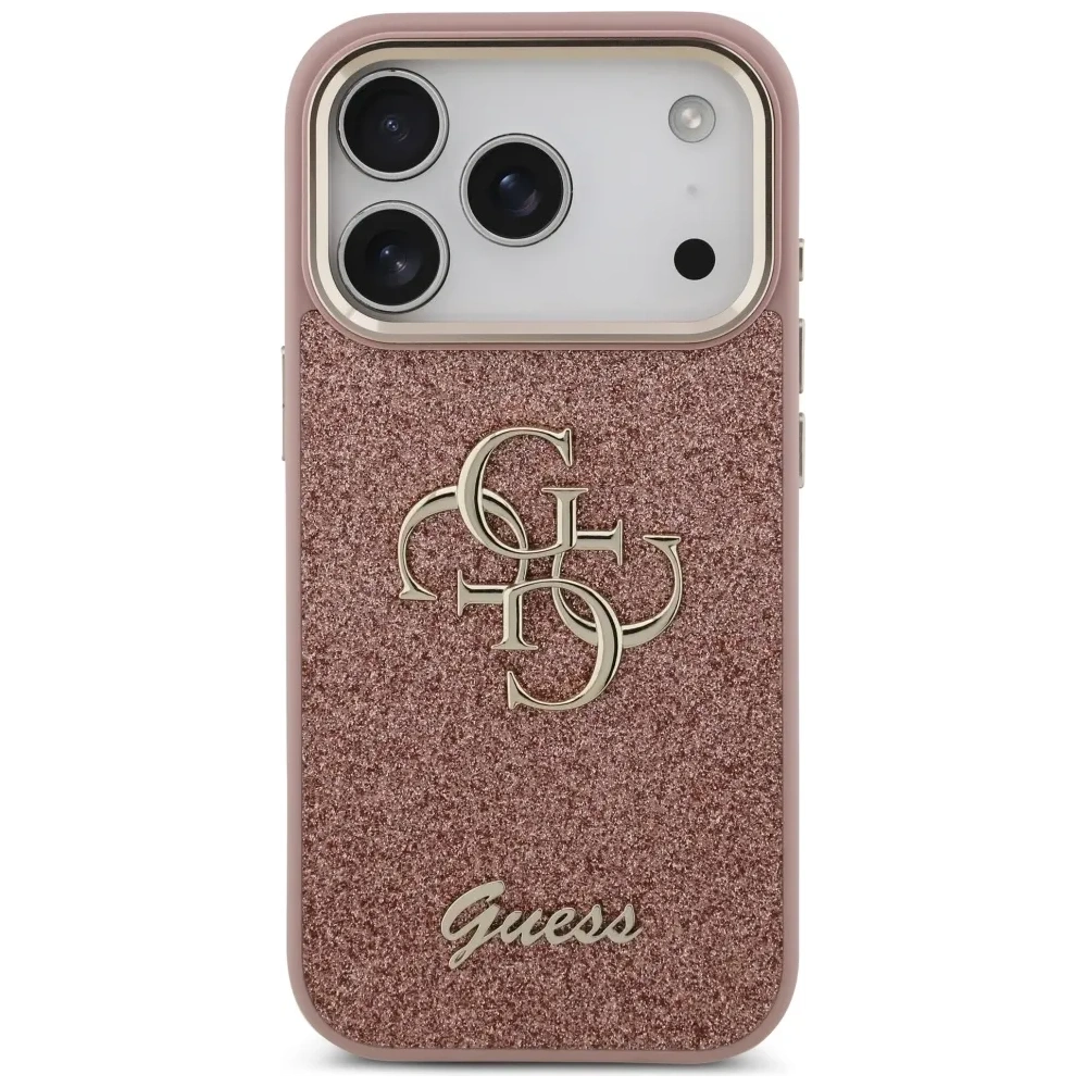 Etui Guess Fixed Glitter Big 4G Metal Frame do Apple iPhone 17 Pro różowy