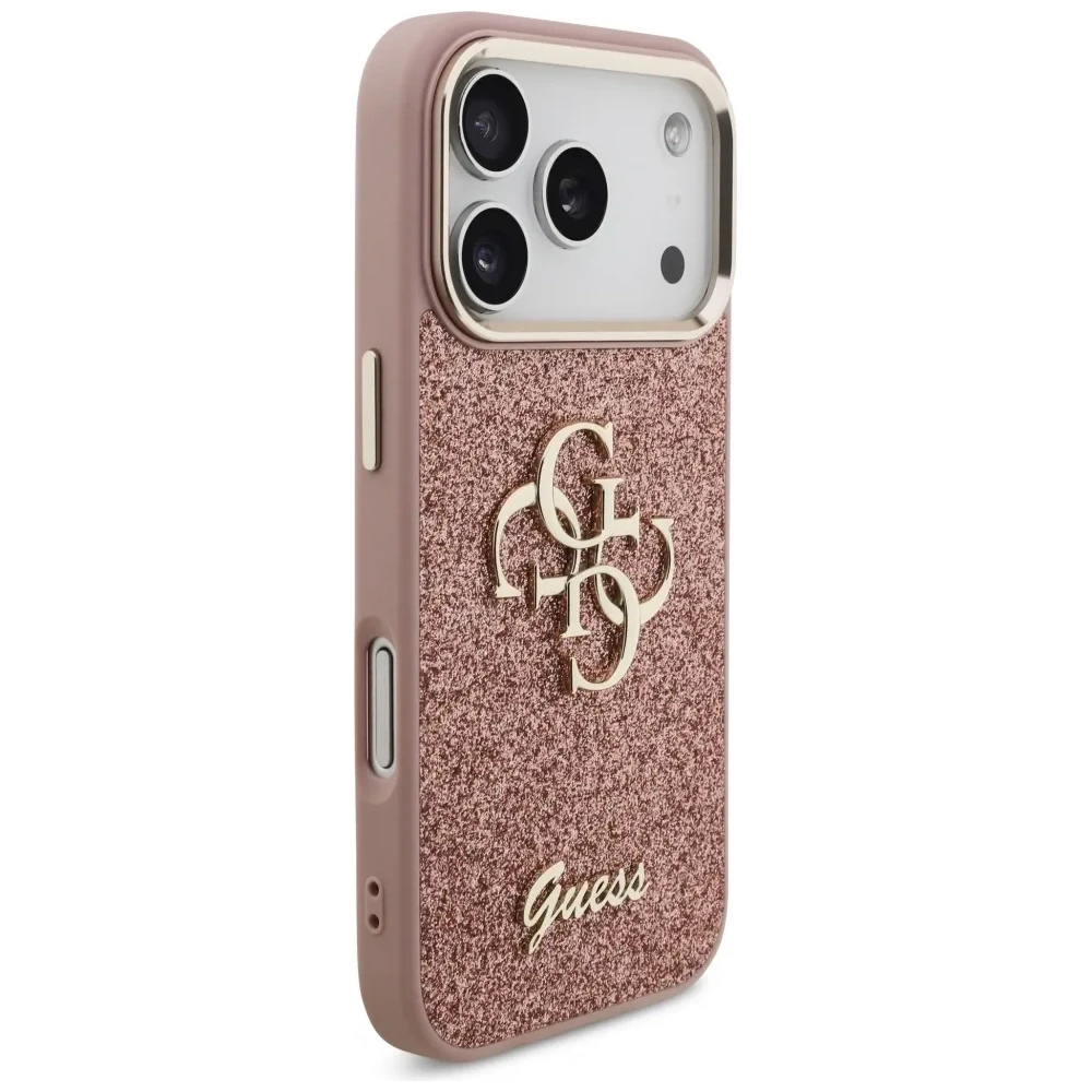 Etui Guess Fixed Glitter Big 4G Metal Frame do Apple iPhone 17 Pro różowy