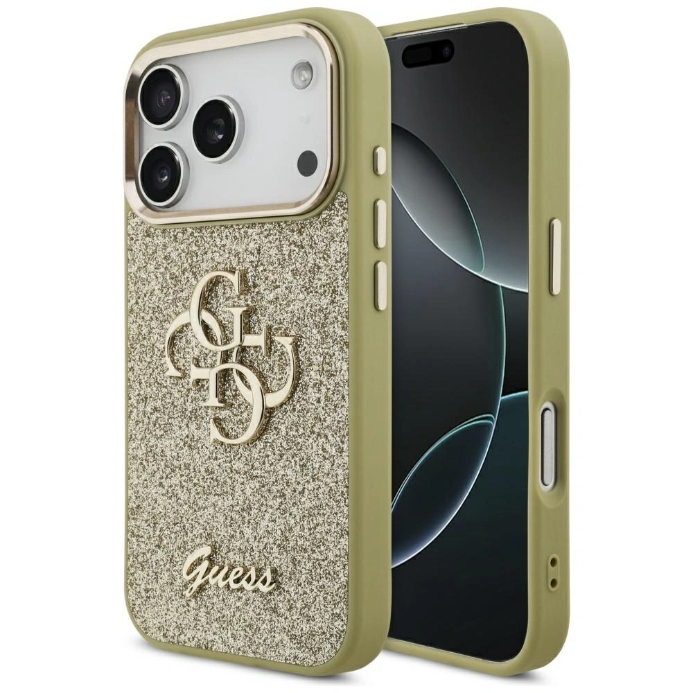 Etui Guess Fixed Glitter Big 4G Metal Frame do Apple iPhone 17 Pro złoty