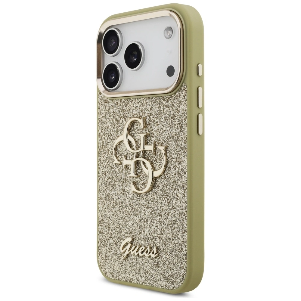 Etui Guess Fixed Glitter Big 4G Metal Frame do Apple iPhone 17 Pro złoty