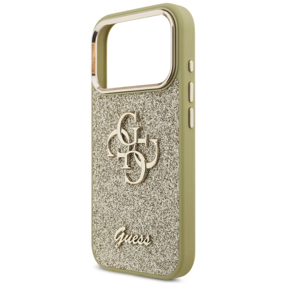 Etui Guess Fixed Glitter Big 4G Metal Frame do Apple iPhone 17 Pro złoty