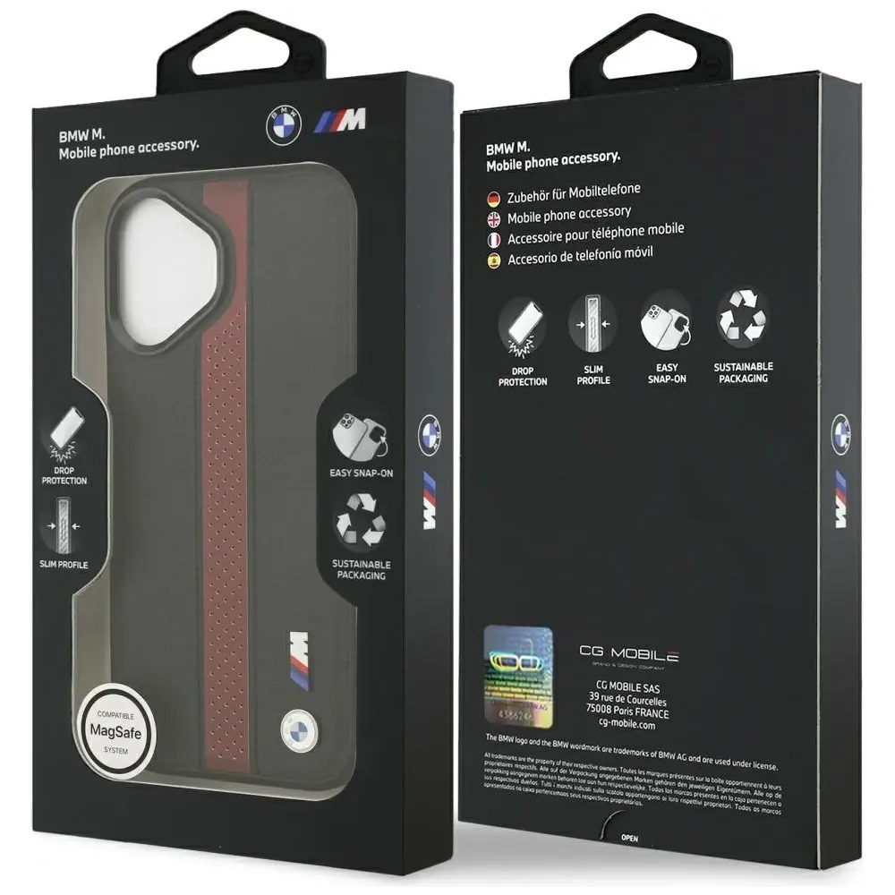 Etui BMW M Perforated Stripe Logo MagSafe do Apple iPhone 17 czerwony