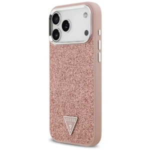 Etui Guess Glitter Triangle Logo MagSafe do Apple iPhone 17 Pro Max różowy