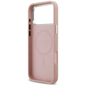 Etui Guess Glitter Triangle Logo MagSafe do Apple iPhone 17 Pro Max różowy