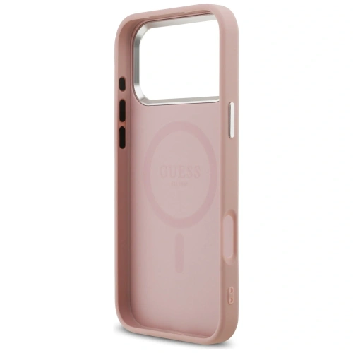 Etui Guess Glitter Triangle Logo MagSafe do Apple iPhone 17 Pro Max różowy