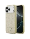 Etui Guess Glitter Triangle Logo MagSafe do Apple iPhone 17 Pro Max złoty