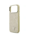 Etui Guess Glitter Triangle Logo MagSafe do Apple iPhone 17 Pro Max złoty