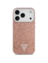 Etui Guess Glitter Triangle Logo MagSafe do Apple iPhone 17 Pro różowy