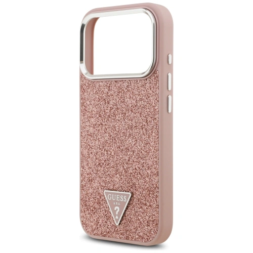 Etui Guess Glitter Triangle Logo MagSafe do Apple iPhone 17 Pro różowy