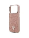 Etui Guess Glitter Triangle Logo MagSafe do Apple iPhone 17 Pro różowy
