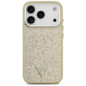 Etui Guess Glitter Triangle Logo MagSafe do Apple iPhone 17 Pro złoty