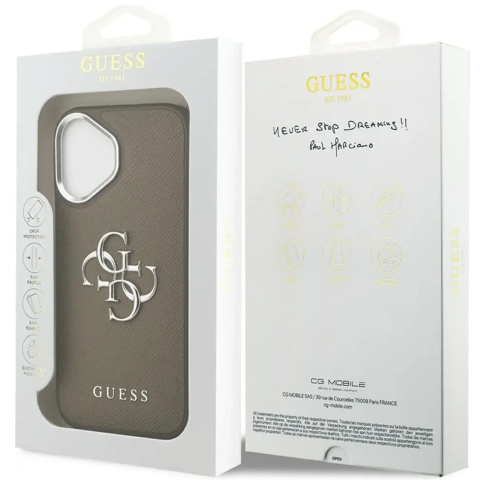 Etui Guess Grained Big 4G Classic Logo do Apple iPhone 17 brązowy