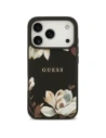 Etui Guess Grained Flowers Classic Logo MagSafe do Apple iPhone 17 Pro czarny