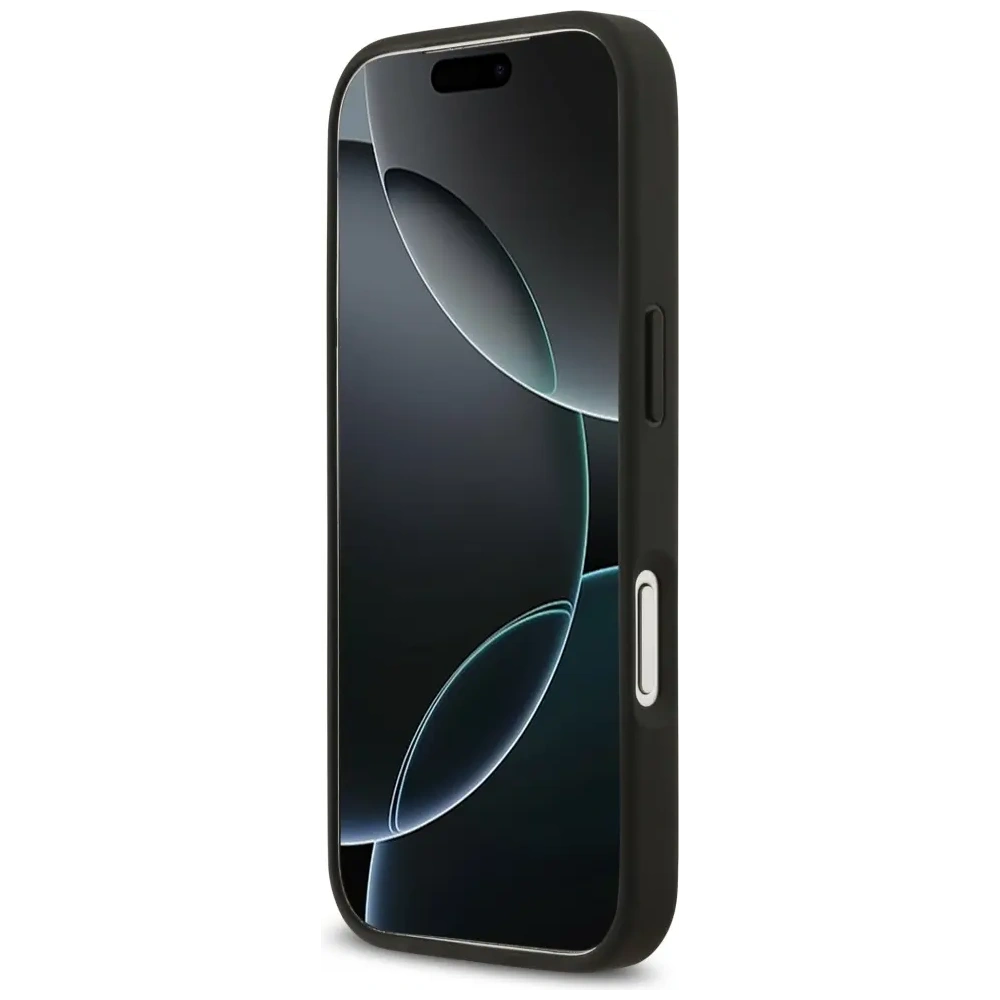 Etui Guess Grained Flowers Classic Logo MagSafe do Apple iPhone 17 Pro czarny