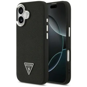 Etui Guess Grained Triangle Logo MagSafe do Apple iPhone 17 czarny