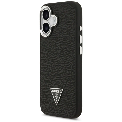 Etui Guess Grained Triangle Logo MagSafe do Apple iPhone 17 czarny