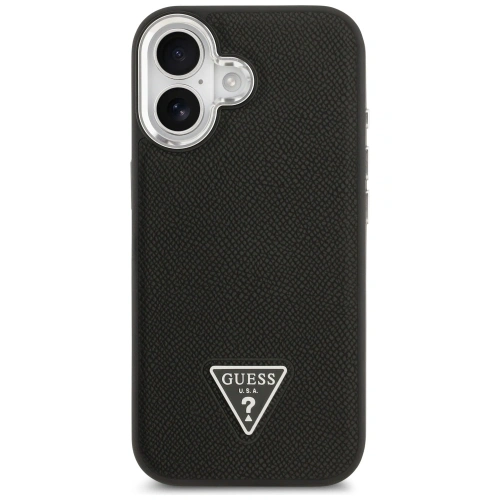 Etui Guess Grained Triangle Logo MagSafe do Apple iPhone 17 czarny