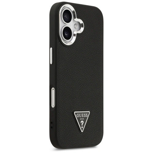 Etui Guess Grained Triangle Logo MagSafe do Apple iPhone 17 czarny