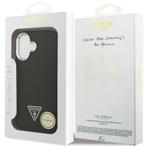 Etui Guess Grained Triangle Logo MagSafe do Apple iPhone 17 czarny