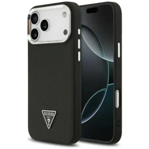 Etui Guess Grained Triangle Logo MagSafe do Apple iPhone 17 Pro czarny