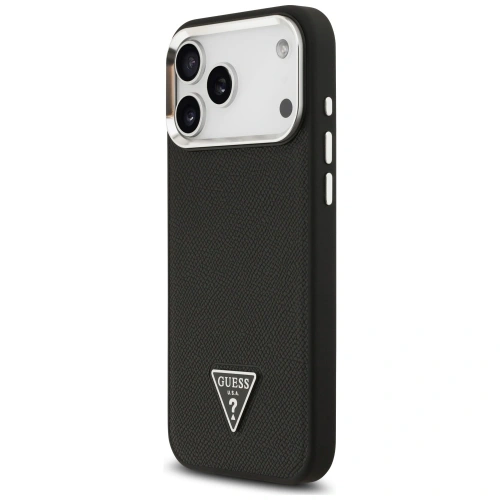 Etui Guess Grained Triangle Logo MagSafe do Apple iPhone 17 Pro czarny