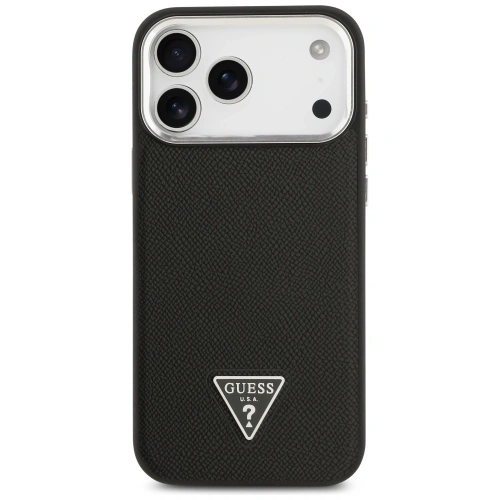 Etui Guess Grained Triangle Logo MagSafe do Apple iPhone 17 Pro czarny