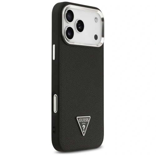 Etui Guess Grained Triangle Logo MagSafe do Apple iPhone 17 Pro czarny