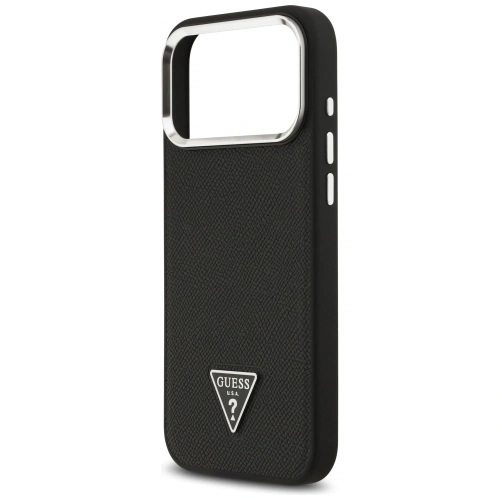 Etui Guess Grained Triangle Logo MagSafe do Apple iPhone 17 Pro czarny