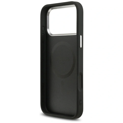 Etui Guess Grained Triangle Logo MagSafe do Apple iPhone 17 Pro czarny