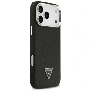 Etui Guess Grained Triangle Logo MagSafe do Apple iPhone 17 Pro Max czarny