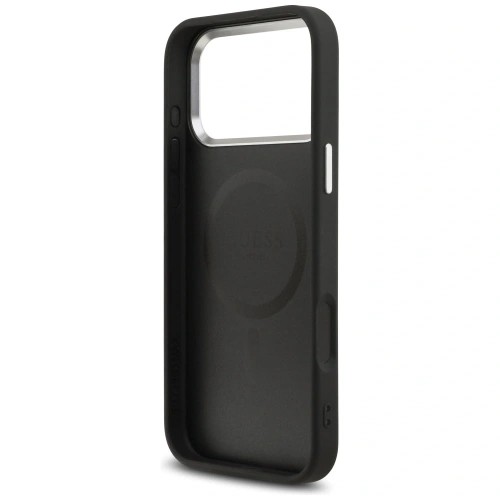 Etui Guess Grained Triangle Logo MagSafe do Apple iPhone 17 Pro Max czarny