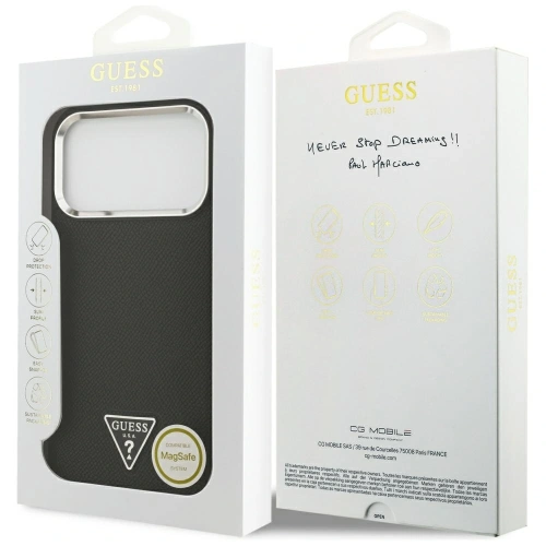 Etui Guess Grained Triangle Logo MagSafe do Apple iPhone 17 Pro Max czarny