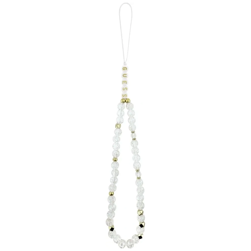 Etui Guess IML Flowers Electro Pearl Strap MagSafe do Apple iPhone 17 Pro biały