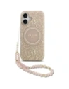 Etui Guess IML Flowers Electro Pearl Strap MagSafe do Apple iPhone 17 różowy