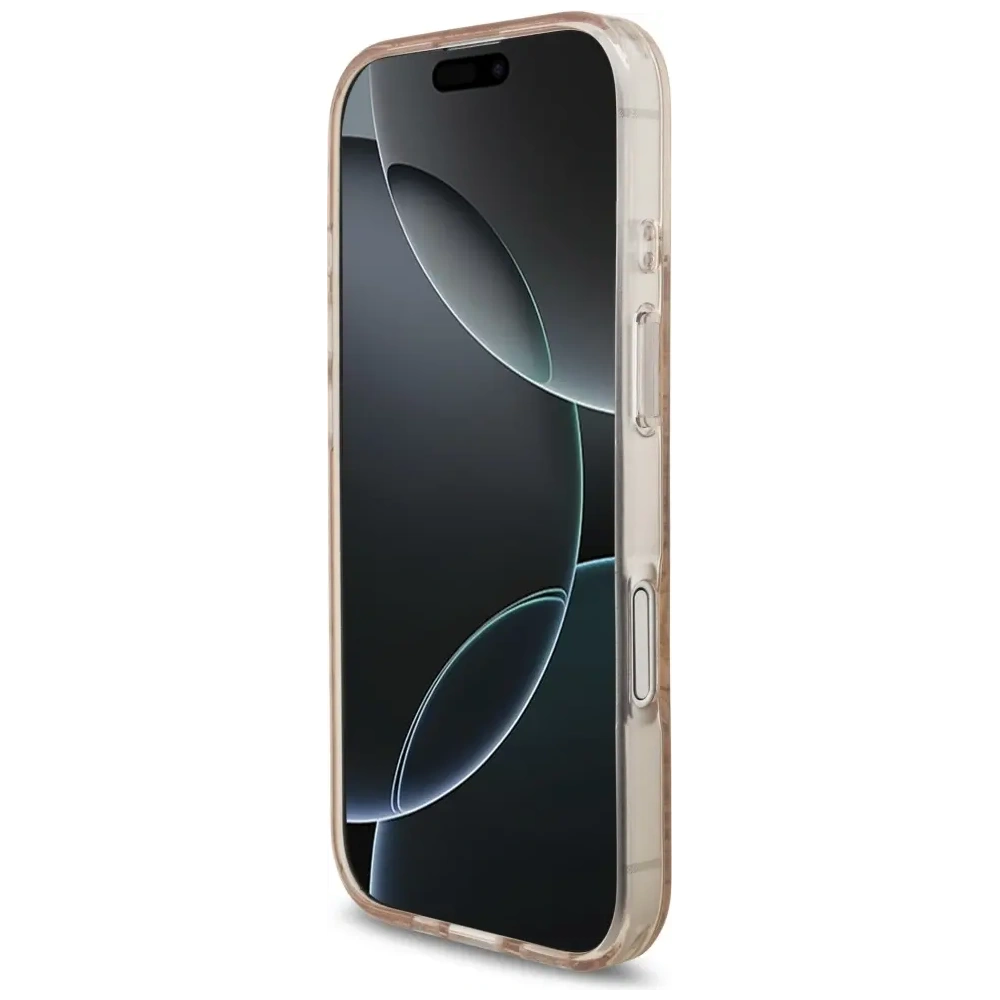 Etui Guess IML Flowers Electro Pearl Strap MagSafe do Apple iPhone 17 różowy