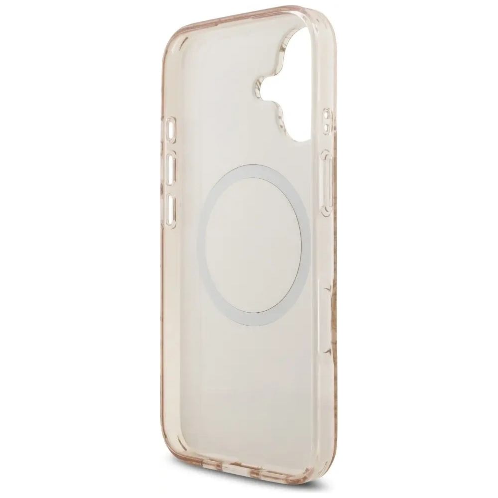 Etui Guess IML Flowers Electro Pearl Strap MagSafe do Apple iPhone 17 różowy